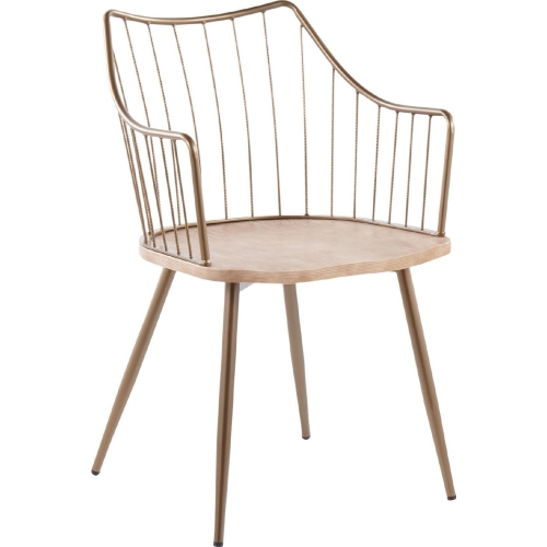 Winston Accent Chair in White Washed Wood & Antique Copper Metal